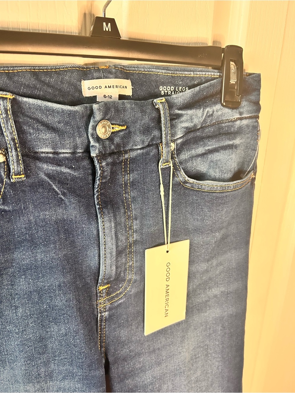 Good American Women’s Size 6-12 Good Leg Straight Mid Rise Blue Jeans NWT - Picture 3 of 8